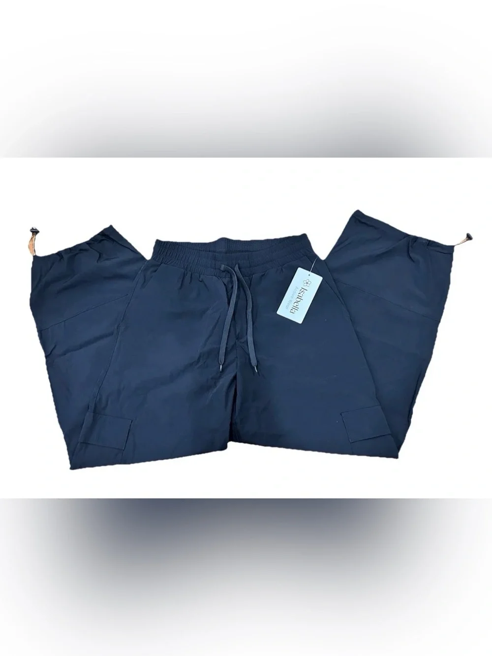 NWT‎ Isabella Active Wear Womens Small Cargo Pants Black Nylon Drawstring